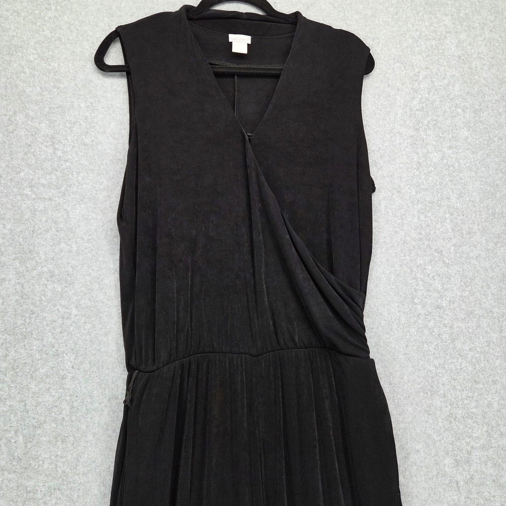 Chico's Womens 2 (14/16) Traveler Jumpsuit Black Sleeveless Wide Leg Wrap Belted